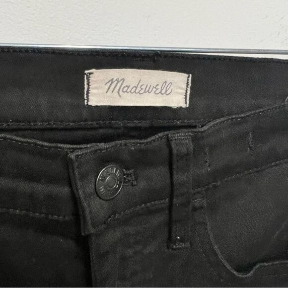 Madewell 9” High Rise Skinny Black Velvet Detail Jeans, Size 27 - Picture 3 of 7